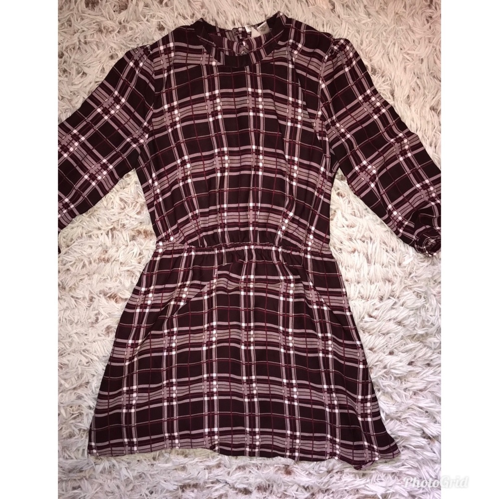 Maroon Plaid Dress